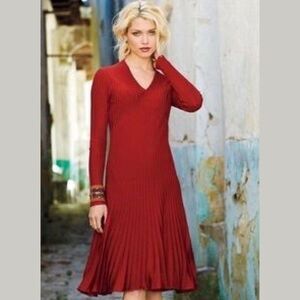 Peruvian Connection Julieta Pima Cotton Ribbed Dress in Salsa | Large